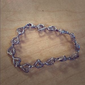 Sterling silver, diamond hearts bracelet